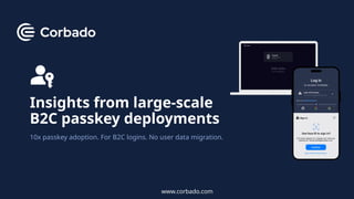 Insights from large-scale
B2C passkey deployments
10x passkey adoption. For B2C logins. No user data migration.
www.corbad...