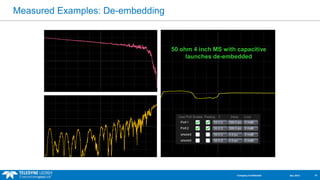 Measured Examples: De-embedding 
50 ohm 4 inch MS with capacitive 
launches de-embedded 
Company Confidential Dec 2013 15 
 