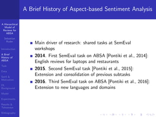 A Hierarchical Model of Reviews for Aspect-based Sentiment Analysis Slide 4