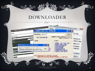 DOWNLOADER
Copyright © 2010 Albert Hui
(CC) BY-NC-SA
15
 