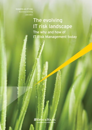 Insights on IT risk
   Business brieﬁng
          June 2011



                      The evolving
                      IT risk landscape
                      The why and how of
                      IT Risk Management today
 