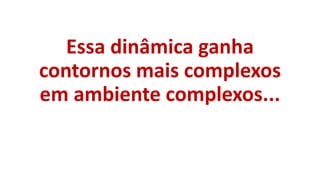 Essa dinâmica ganha
contornos mais complexos
em ambiente complexos...

 