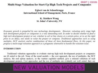 ?	
 ?
DRAFT	
 ?|	
 ?150106	
 ?
NEW VALUATION MODELS?
DRAFT	
 ?|	
 ?150106	
 ?
 