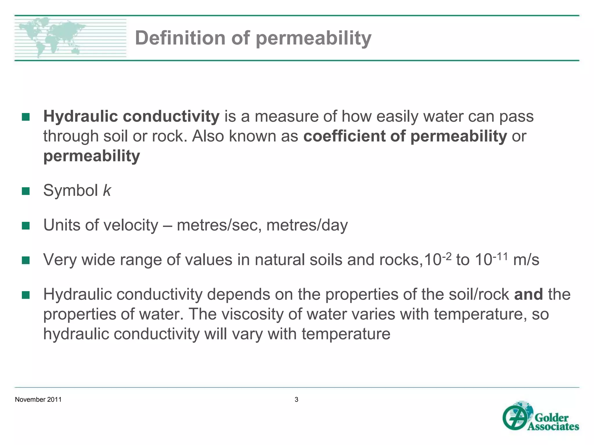 In situ permeability testing in boreholes | PPTX