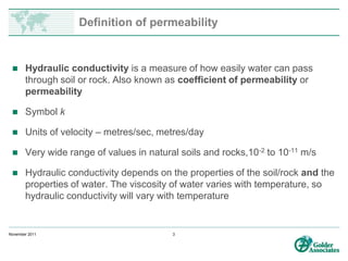 In situ permeability testing in boreholes | PPTX