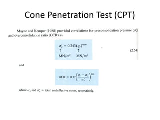 INSITU TESTING Foundation Engineering Lecture Notes | PDF