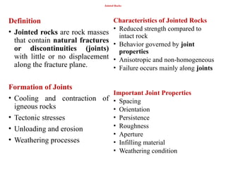 Joint Planes In Rocks In-Situ Testing and Joint Properties of Rock Masses in Rock Engineering ...