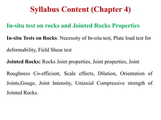 In-Situ Testing and Joint Properties of Rock Masses in Rock Engineering ...