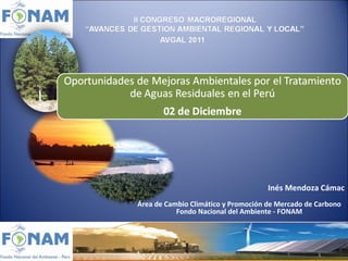 Inés Mendoza Cámac Área de Cambio Climático y Promoción de Mercado de Carbono Fondo Nacional del Ambiente - FONAM 