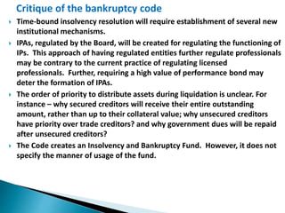 Insolvency and bankcruptcy code(ibc)