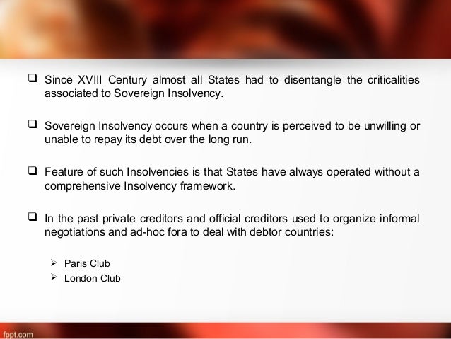 An International Insolvency Law For Sovereign Debt