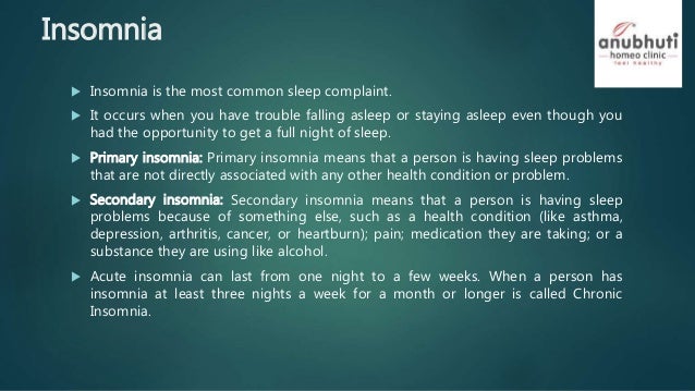 Insomia and homeopathy treatment