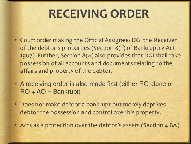 rescinding a receiving order in bankruptcy rescinding a receiving order in bankruptcy