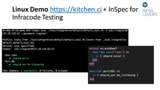 Linux Demo https://kitchen.ci + InSpec for
Infracode Testing
 