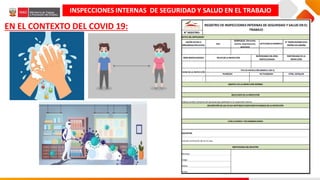 INSPECCIONES INTERNAS DE SEGURIDAD Y SALUD EN EL TRABAJO
EN EL CONTEXTO DEL COVID 19:
 