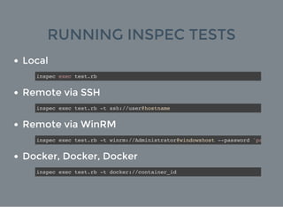 Inspec, or how to translate compliance spreadsheets into code | PPT