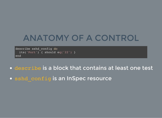 Inspec, or how to translate compliance spreadsheets into code | PPT