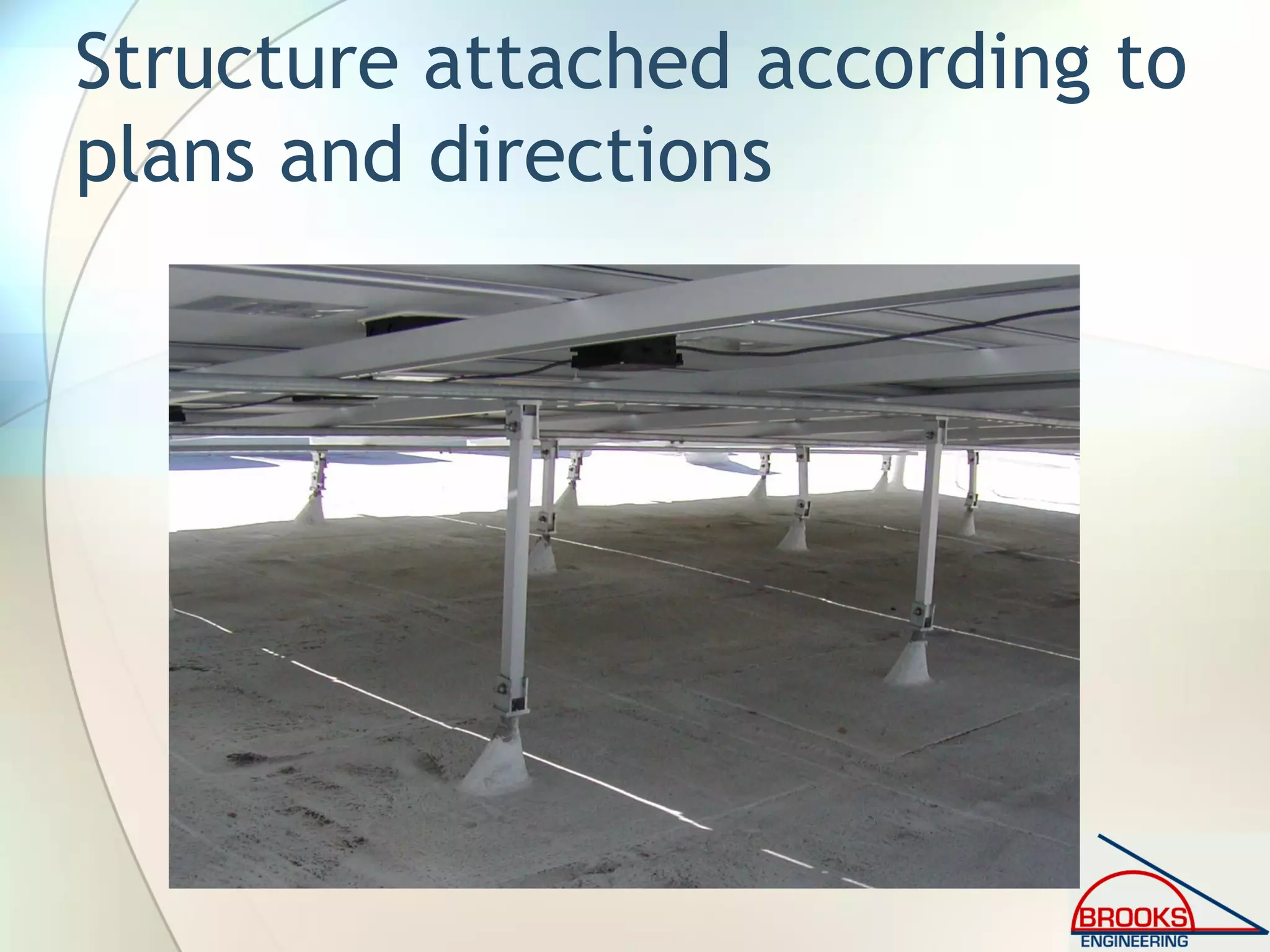 Structure attached according to
plans and directions
 