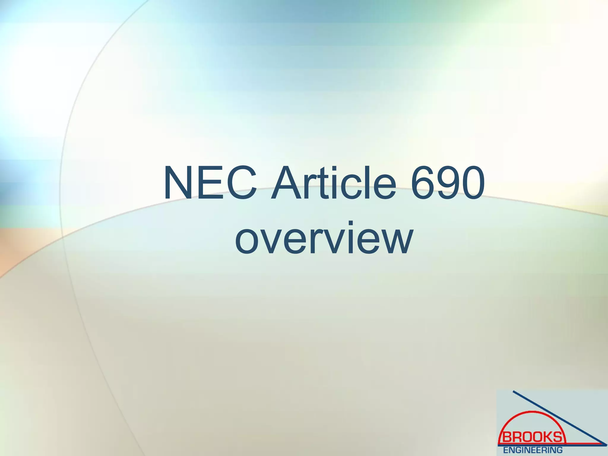 NEC Article 690
overview
 