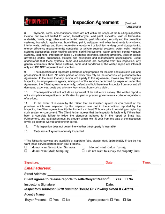 Pre Inspection Agreement.pdf Inspection agreement | PDF