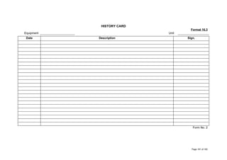 HISTORY CARD
Format 16.3
Equipment Unit
Date Description Sign.
Form No. 2
Page 181 of 183
 