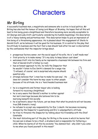 Inspector Calls Revision