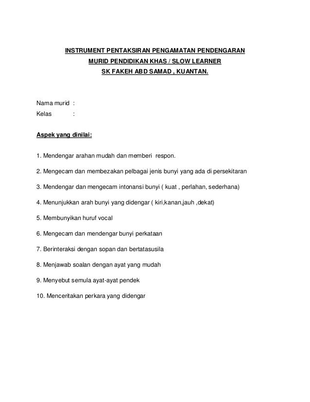 Contoh Soalan Mendengar Bunyi