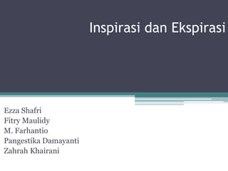 Inspirasi dan Ekspirasi
Ezza Shafri
Fitry Maulidy
M. Farhantio
Pangestika Damayanti
Zahrah Khairani
 