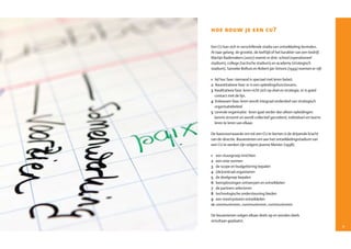 hoe bouw je een cu?

Een CU kan zich in verschillende stadia van ontwikkeling bevinden.
Al naar gelang de grootte, de leeftijd of het karakter van een bedrijf.
Martijn Rademakers (2007) noemt er drie: school (operationeel
stadium), college (tactische stadium) en academy (strategisch
stadium). Sanneke Bolhuis en Robert­Jan Simons (1999) noemen er vijf:

1 Ad hoc fase: niemand is speciaal met leren belast.
2 Kwantitatieve fase: er is een opleidingsfunctionaris.
3 Kwalitatieve fase: leren richt zich op doel en strategie, er is goed
  contact met de lijn.
4 Volwassen fase: leren wordt integraal onderdeel van strategisch
  organisatiebeleid
5 Lerende organisatie: leren gaat verder dan alleen opleidingen:
  kennis stroomt en wordt collectief gecreëerd, individuen en teams
  leren te leren van elkaar.

De basisvoorwaarde om tot een CU te komen is de drijvende kracht
van de directie. Bouwstenen om aan het ontwikkelingsstadium van
een CU te werken zijn volgens Jeanne Meister (1998):

1    een stuurgroep inrichten
2    een visie vormen
3    de scope en budgettering bepalen
4    (de)centraal organiseren
5    de doelgroep bepalen
6    leeroplossingen ontwerpen en ontwikkelen
7    de partners selecteren
8    technologische ondersteuning bieden
9    een meetsysteem ontwikkelen
10   communiceren, communiceren, communiceren

De bouwstenen volgen elkaar deels op en worden deels
simultaan geplaatst.
                                                                          9
 