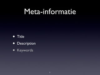 Meta-informatie Title Description Keywords 