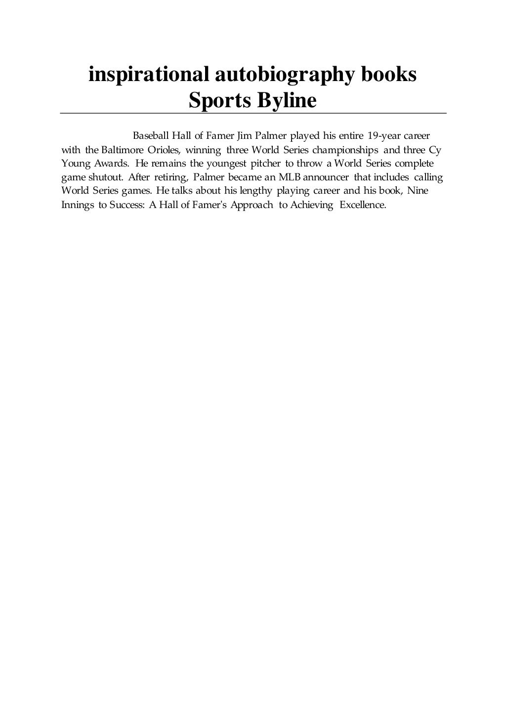 inspirational autobiography books Sports Byline