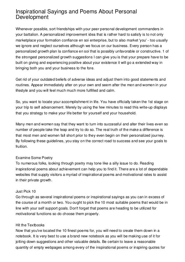 Inspirational Sayings and Poems About Personal Development