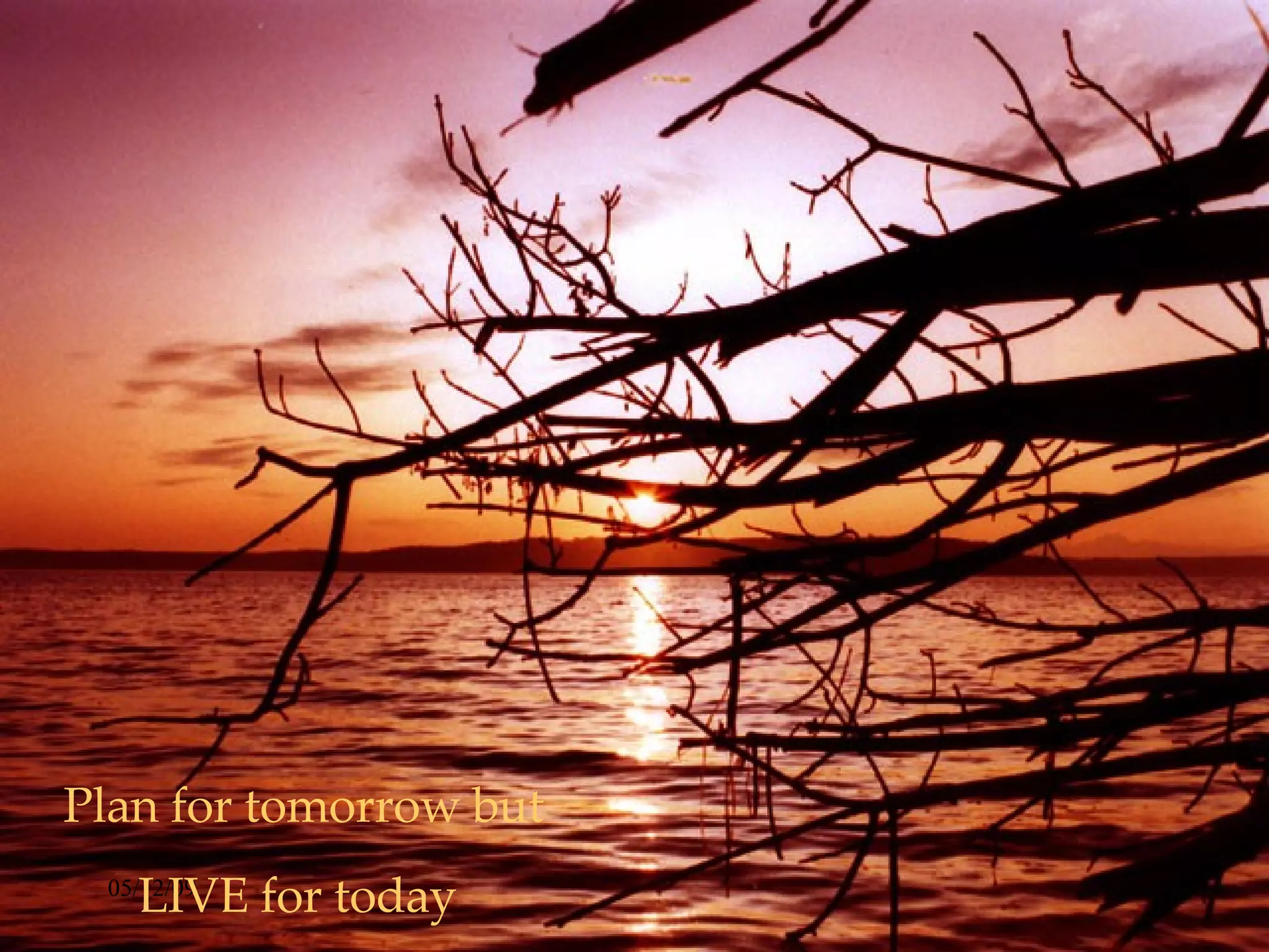 Plan for tomorrow but LIVE for today  