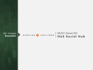 MUST (have) DO
H&S Social Hub
IMC Campaign
Execution
 