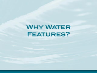 Why Water
Features?
 