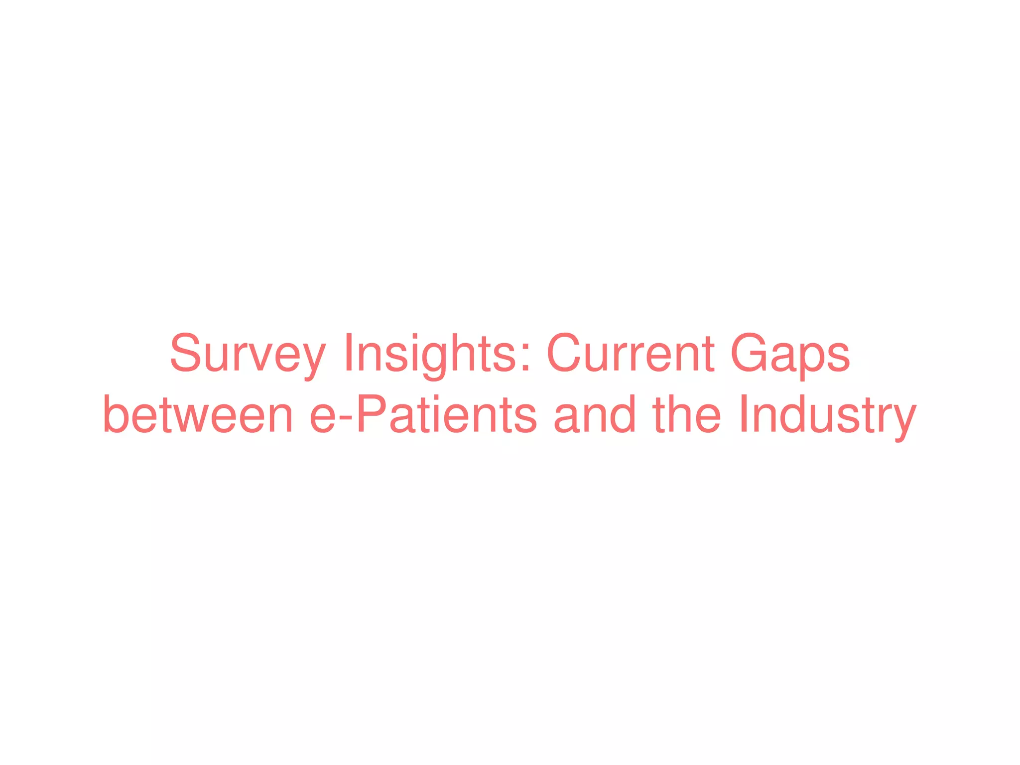 Survey Insights: Current Gaps
between e-Patients and the Industry
 