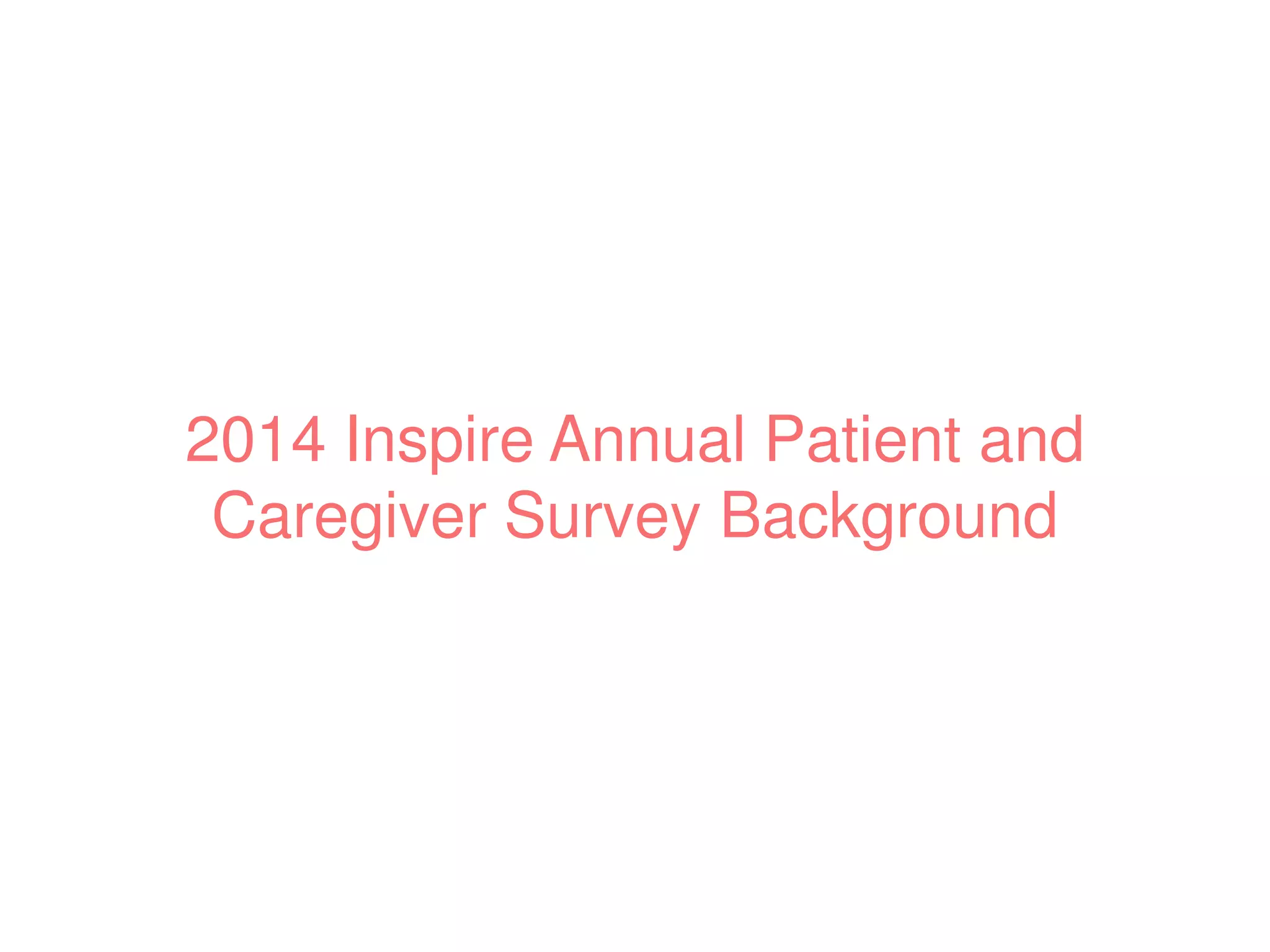 2014 Inspire Annual Patient and
Caregiver Survey Background
 