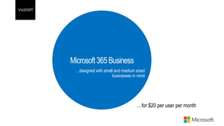 Microsoft 365Business
…designed with small and medium sized
businesses in mind
 