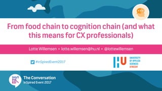 Lotte Willemsen • lotte.willemsen@hu.nl • @lottewillemsen
From food chain to cognition chain (and what
this means for CX professionals)
#inSpiredEvent2017
 