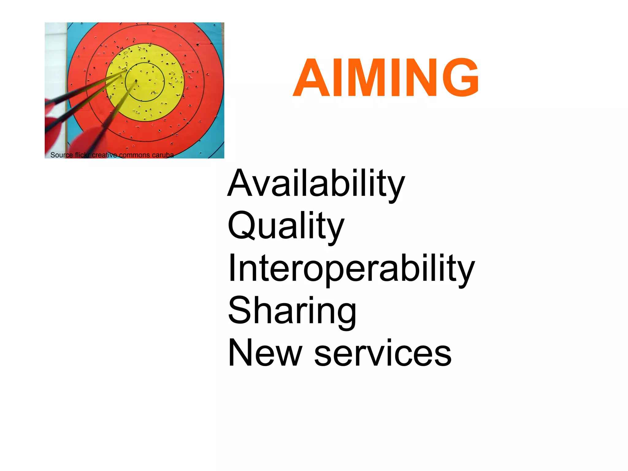 Aiming Availability Quality Interoperability Sharing Newservices Source flickr creative commons photographix.ca 