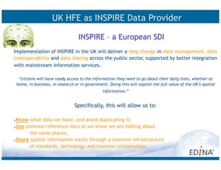 Presentation on INSPIRE and Higher Education (1 of 2) | PDF