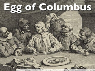 Egg of Columbus




  Columbus Breaking the Egg by William Hogarth http://en.wikipedia.org/wiki/File:Columbus_Breaking_the...