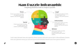 02
05
04
03
01
Man Puzzle Infographic
Everything should be made as simple as possible.
8
8
Inspire
Presentation
Lorem stebus danaime lovera don wakamare dimasa quosam santLoirem ipsume koler sit denimaOstebus daname
lovera don yakamare dimasa qm santLorem ipsume denimaOstebus daname lovera dono pakama dalaman.
Think
Porem ipsum dolor sit amet,
cot adipicing elit. Sed
imperun velit laoreet facilisis
raesent
Behave
Porem ipsum dolor sit amet,
cot adipicing elit. Sed
imperun velit laoreet facilisis
raesent
Legal
Porem ipsum dolor sit amet,
cot adipicing elit. Sed
imperun velit laoreet facilisis
raesent
Social
Porem ipsum dolor sit amet,
cot adipicing elit. Sed
imperun velit laoreet facilisis
raesent
Information
Porem ipsum dolor sit amet,
cot adipicing elit. Sed
imperun velit laoreet facilisis
raesent
 