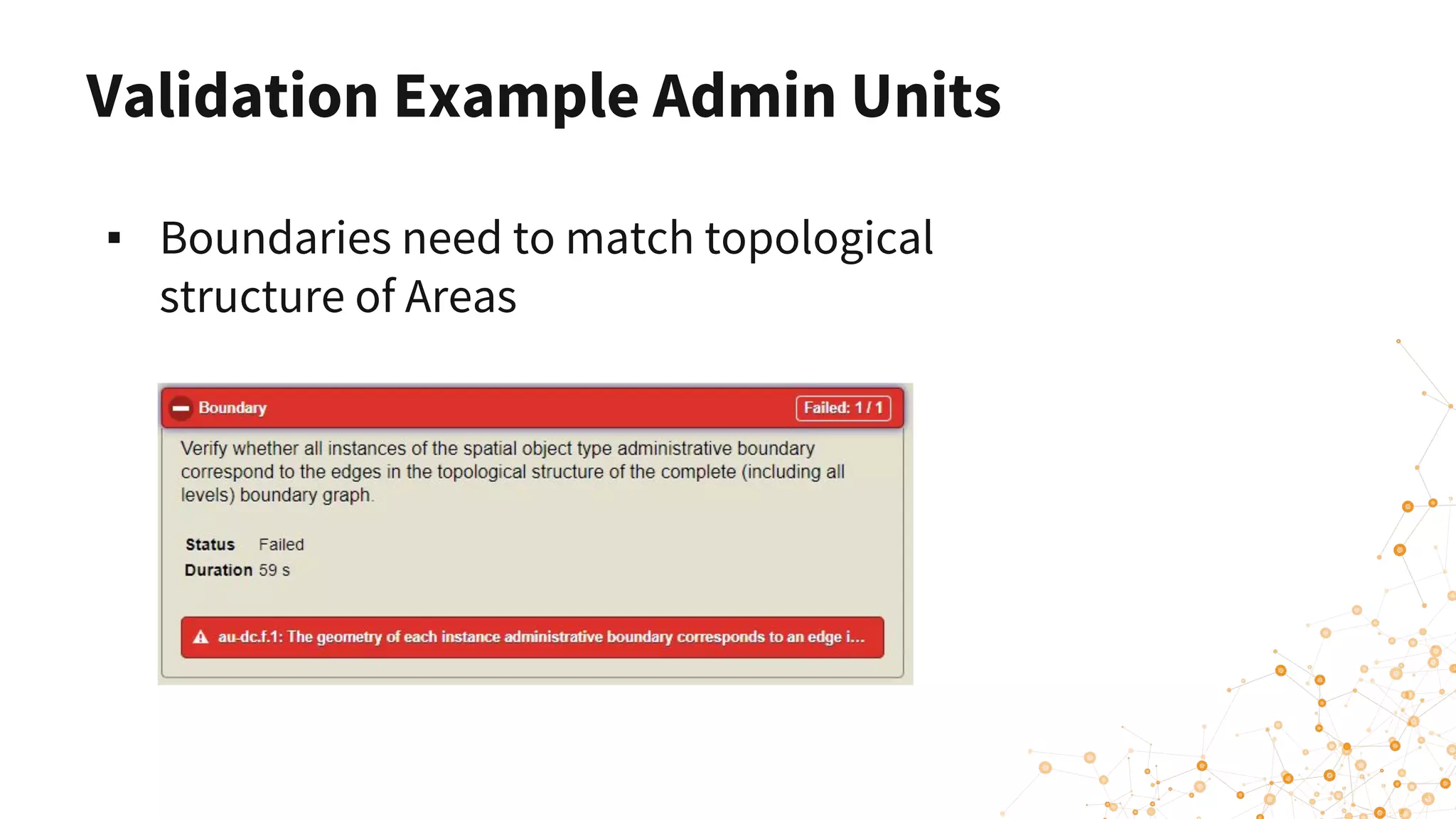Validation Example Admin Units
▪ Boundaries need to match topological
structure of Areas
 