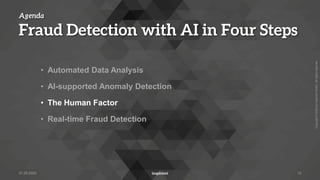 Copyright
©
2022
by
Inspirient
GmbH.
All
rights
reserved.
Agenda
Fraud Detection with AI in Four Steps
• Automated Data Analysis
• AI-supported Anomaly Detection
• The Human Factor
• Real-time Fraud Detection
31.05.2022 12
 