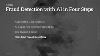 Copyright
©
2022
by
Inspirient
GmbH.
All
rights
reserved.
Agenda
Fraud Detection with AI in Four Steps
• Automated Data Analysis
• AI-supported Anomaly Detection
• The Human Factor
• Real-time Fraud Detection
31.05.2022 17
 