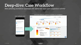 Copyright
©
2022
by
Inspirient
GmbH.
All
rights
reserved.
Deep-dive: Case Workflow
New phishing workflow automatically alerts risk team upon suspicious activity
20
User notification alert
List of auto-detected suspicious activities for investigation
31.05.2022
 