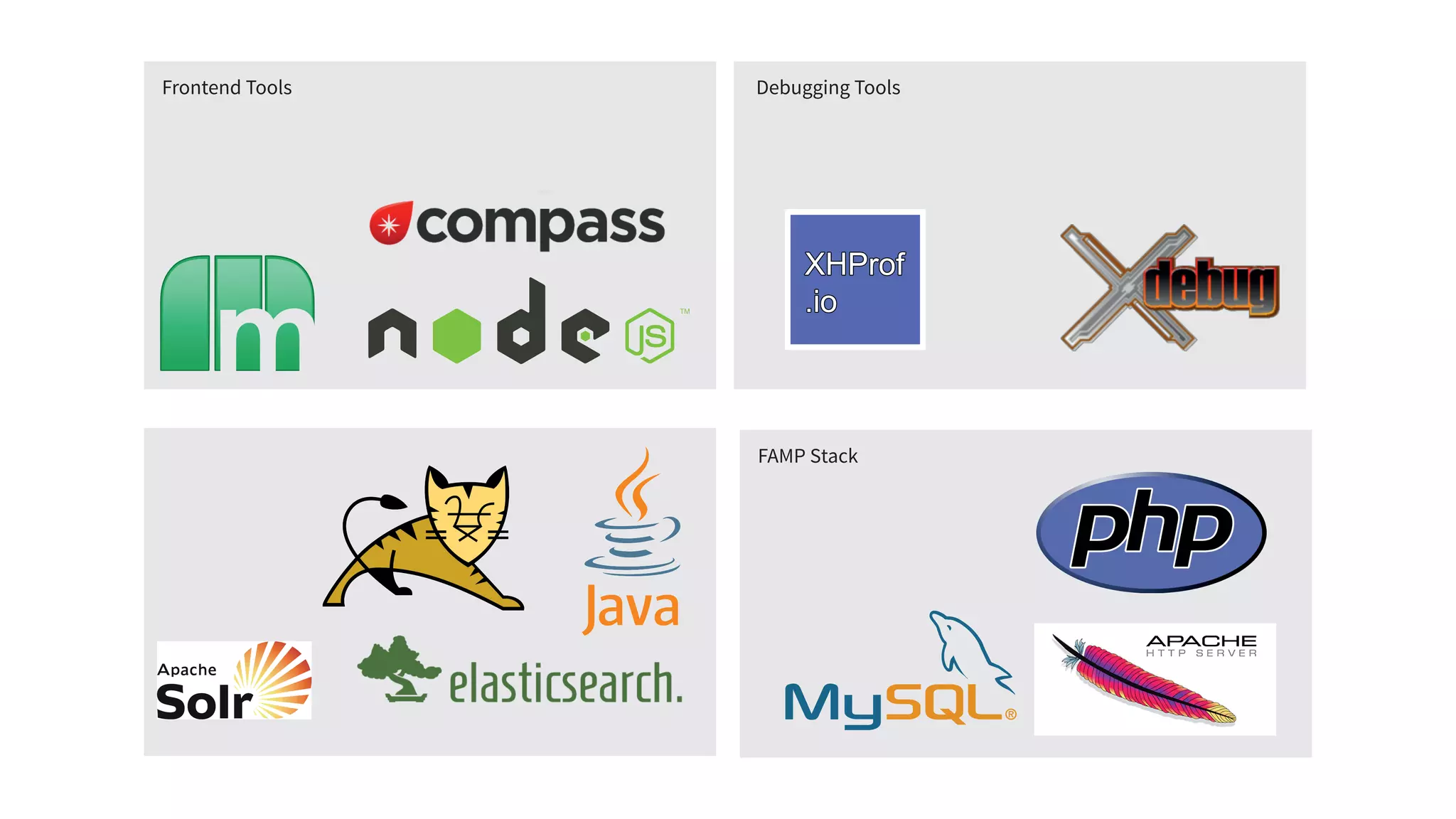 Debugging Tools
FAMP Stack
Frontend Tools
 