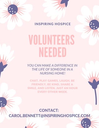 Inspiring hospice volunteer flyer
