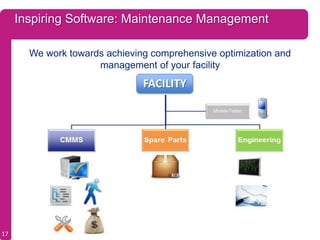 Inspiring Software: Maintenance Management

       We work towards achieving comprehensive optimization and
                     management of your facility
                               FACILITY




17
 